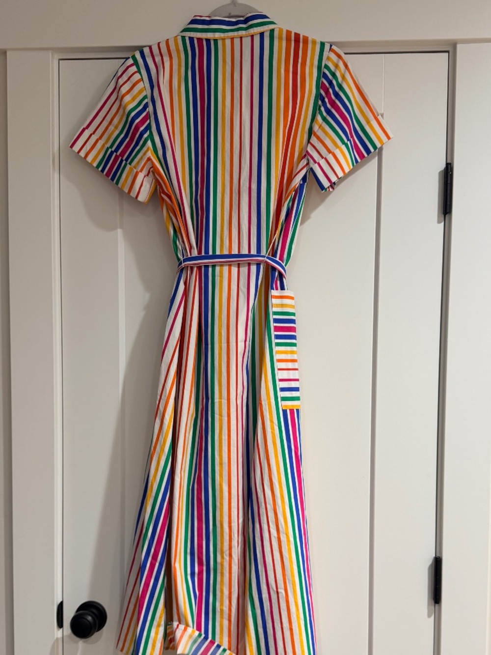 Christopher John Rogers Stripe Midi Shirt Dress with tie waist Women's size 4 - Picture 5 of 5